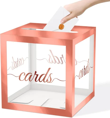 Miniatura 30 de QISOLIY Caja Negra para Tarjetas Cajas de Tarjetas de Boda para Recepción Portador de Caja de Tarjetas de Regalo Caja de Dinero para Graduaciones