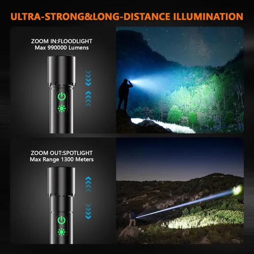 Miniatura 3 de Linterna LED recargable de alto lúmen, linterna súper brillante de 30W, linterna magnética de 2000 lúmenes con 9 modos, linterna de policía