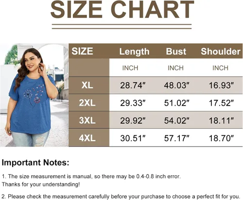 Miniatura 5 de Camiseta de verano para mujer, talla grande, con diente de león, manga corta, cuello redondo, holgada, casual