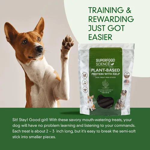 Miniatura 7 de Golosinas hipoalergénicas saludables para perros: aperitivos vegetarianos a base de plantas para perros con algas marinas, batata, chía, linaza