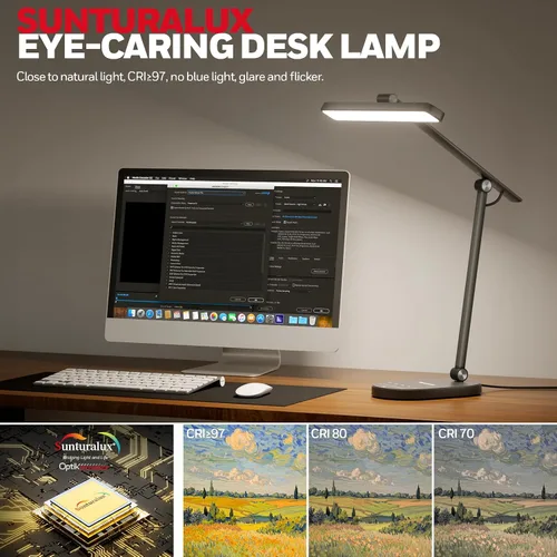 Miniatura 3 de Honeywell Lámpara de escritorio para oficina en casa, H4 Sunturalux Luz de escritorio LED para cuidado de los ojos, lámpara de escritorio regulable