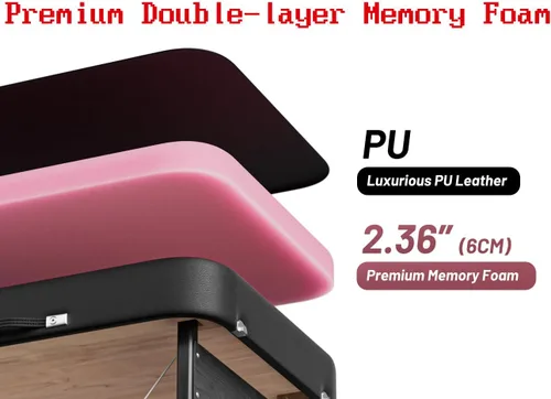 Miniatura 2 de Mesa de masaje profesional portátil de 2 pliegues de espuma elástica de alta calidad, patas de madera con capacidad para hasta 1100 libras, 10