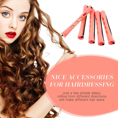 Miniatura 7 de WILLBOND 48 piezas de varillas de plástico rosa permanente larga variedad para el cabello Perm Rods Hair Curling Roller Accesorios para mujeres