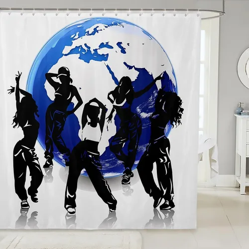 Miniatura 10 de Manfei Musical Shower Curtains Retro Musical Notes Print Bathroom Curtains for Kids Boys Girls Room Decor, Music Theme Waterproof Bath Curtains with