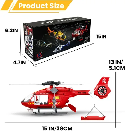 Miniatura 7 de Juguetes para niños de 3, 4, 5, 6, 7 años, juguete grande de helicóptero, juguete de grúa de policía con luces y sonidos, con cesta de carga