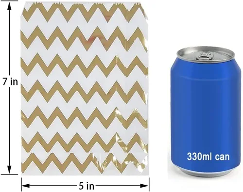 Miniatura 2 de KEYYOOMY 200 bolsas de bufé de dulces de oro brillante, pequeñas bolsas de papel de lunares para bodas y fiestas de cumpleaños (5 x 7 pulgadas)
