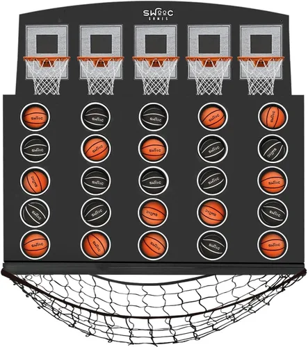 SWOOC Games - Low Post Lineup™ | Baloncesto Gigante Montado en la Pared 4 en Fila con Más de 5 Juegos | Aro de Baloncesto para Juegos de Pared de