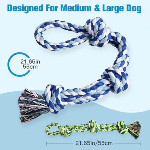 Miniatura 2 de UPSKY Juguetes de cuerda para perros 2 juguetes casi indestructibles para perros de raza mediana a grande, juguete de masticación/tracción dental