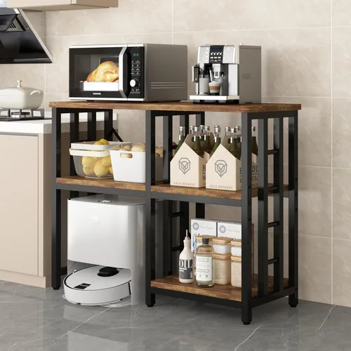 Miniatura 5 de Estante de cocina para panadería de 4 niveles, mini mesa de soporte para horno de microondas y nevera, mesa de café de 5 niveles, soporte