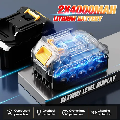 Miniatura 3 de Pistola pulverizadora de pintura inalámbrica con batería de 2 x 4000 mAh, pistola de pintura eléctrica de mano con 5 boquillas de cobre, recipientes