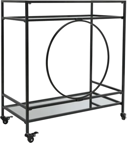 Miniatura 8 de RiteSune Carrito de bar negro con ruedas, carrito de servir vintage con 2 estantes de espejo, carrito de alcohol para bar en casa