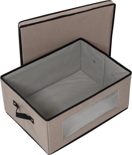Miniatura 4 de Honey-Can-Do Caja de almacenamiento de tela para armario con tapa, ventana transparente y divisores extraíbles, gris SFT-09987 gris