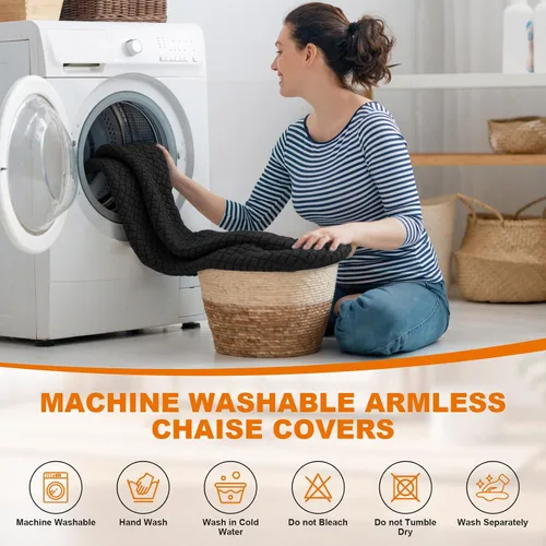 Miniatura 8 de Funda para tumbona sin brazos, fundas elásticas para silla de sala de estar, funda de diván sin brazos, fundas de interior para dormitorio, tela