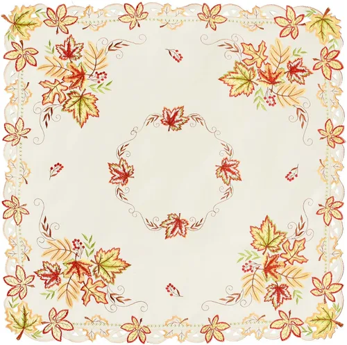 Miniatura 2 de Mantel cuadrado pequeño con hojas de arce para Acción de Gracias, otoño, manteles para mesa auxiliar, mesa de té (33 x 33 pulgadas)