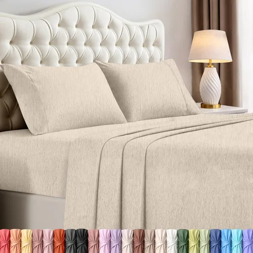 Miniatura 41 de Juego de sábanas King de Utopia Bedding – Juego de 4 sábanas para cama King, microfibra suave y transpirable, incluye 1 sábana bajera, 1 sábana Beige