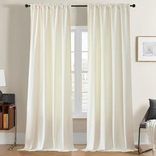 Miniatura 14 de Joydeco Cortinas de terciopelo negro de 63 pulgadas de largo, 2 paneles, cortinas opacas de lujo con bolsillo para barra, cortinas de ventana