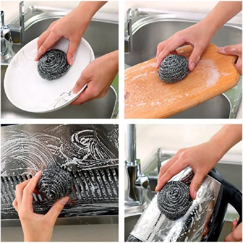 Miniatura 5 de KTOJOY - Juego de 6 estropajos de lana de acero inoxidable Stainless steel scrubbers for kitchen, bathroom, pots, pans, grill; heavy duty