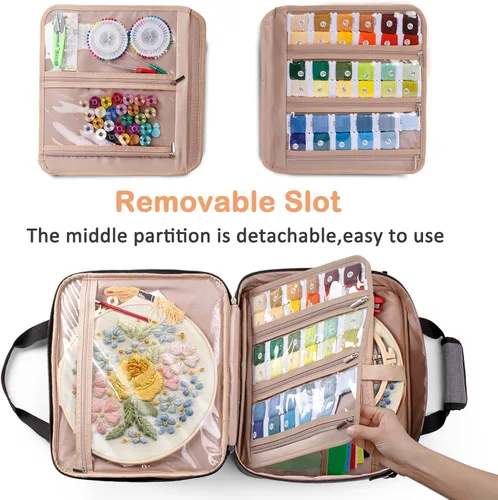 Miniatura 3 de MYBAGZING Bolsa Grande para Proyectos de Bordado - Organizador de Suministros para Punto de Cruz - Bolsa para Kits de Bordado - Almacenamiento