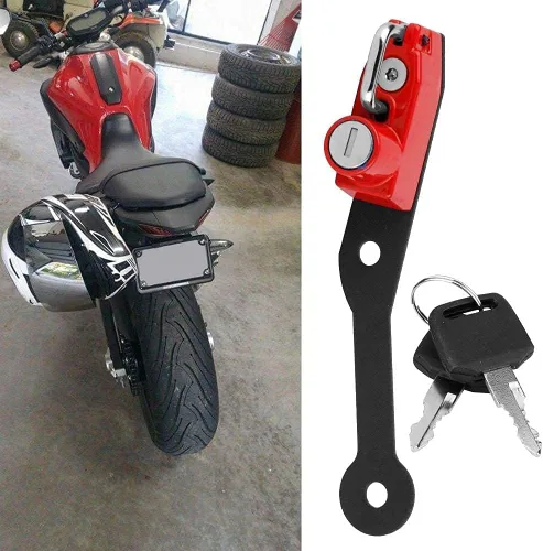 Miniatura 4 de Aramox Soporte antirrobo para casco, aleación de aluminio, rojo, cerradura de llave, Yamaha MT-07 FZ-07 FJ-07