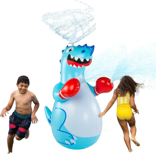 Dino Boxer - Rociador de agua, divertido juego de agua de verano y juguete de salpicaduras para niños, 5 pies de alto