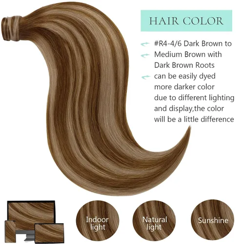 Miniatura 4 de Extensión de cabello humano real, cola de caballo envolvente, extensiones de cabello largo y lacio con clip para mujer, 18 pulgadas, 2.82 oz, marrón