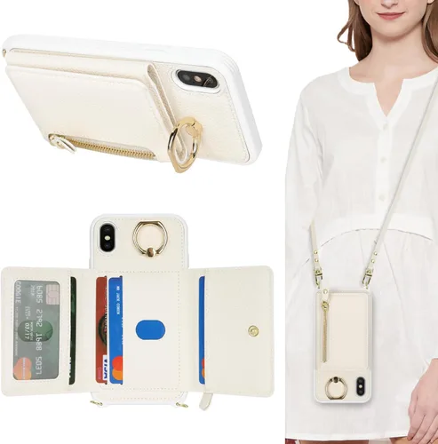 Miniatura 16 de Funda para iPhone 8 Plus con Portarjetas, Funda de Teléfono para iPhone 8 Plus con Correa Bandolera Cordón Anillo de Soporte, Funda Cartera iPhone 7