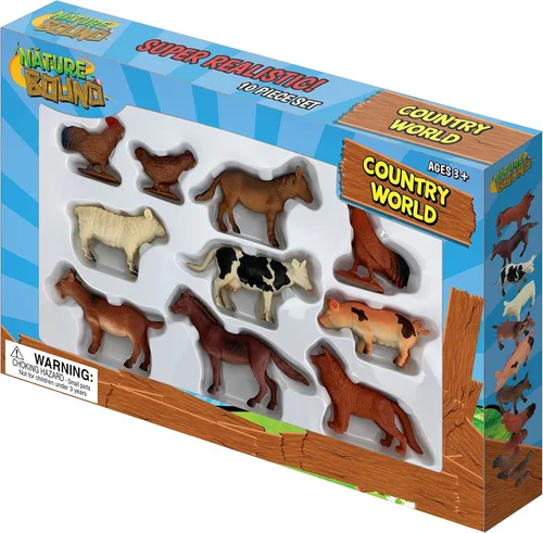 Miniatura 2 de Nature Bound Juguetes - Country World Farm Animales, juego en caja con diez figuras pintadas a mano (juego de 10 piezas), a partir de 3 años, surtido