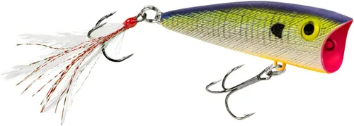 Miniatura 6 de Rebel Señuelo de pesca Pop-R con plumas Topwater Popper Plateado negro