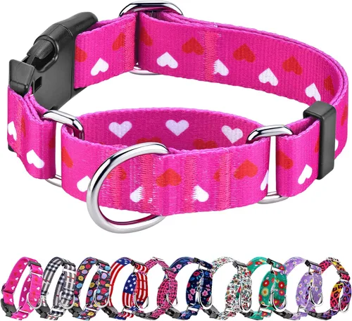 Miniatura 15 de Collar Martingale para perros, collares ajustables de nailon suave con diseño especial lindos patrones para perros pequeños, medianos y grandes Flor