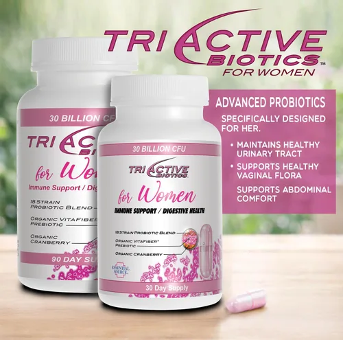 Miniatura 2 de Essential Source Triactive Biotics para mujeres - Probióticos para mujeres con 18 cepas, prebiótico orgánico VitaFiber y arándano para la salud