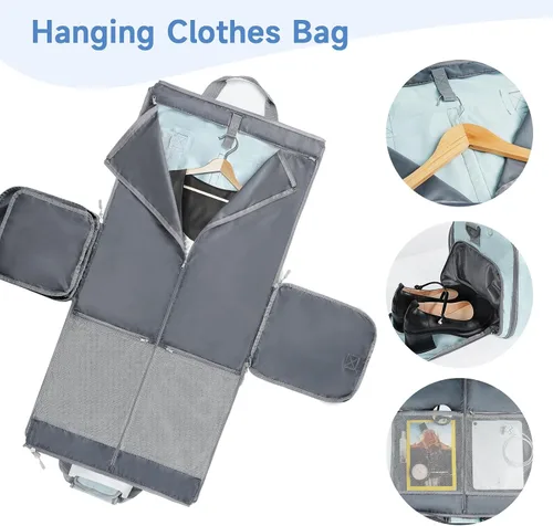 Miniatura 3 de Ytonet Bolsas de ropa plegables para viajes, bolsa de viaje convertible para deportes, Azul, Plegable