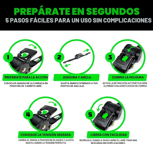 Miniatura 8 de Rhino USA Correas de trinquete retráctiles (paquete de 2) – 1 pulgada x 10 pies (1,209 libras de resistencia a la rotura) – Correas de amarre auto