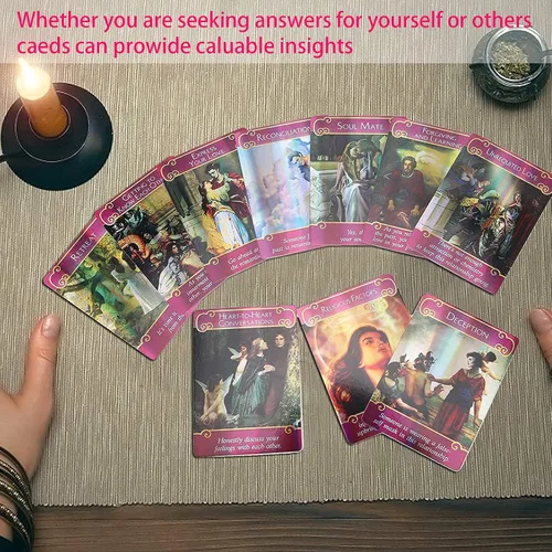 Miniatura 4 de Yitengteng Juego de cartas de tarot con holograma de ángel romántico, con bolsa, tarjetas Oracle para contar el futuro con efecto flash, tarjeta