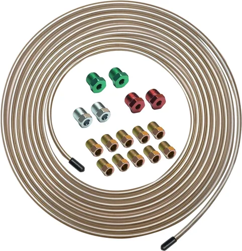 Miniatura 8 de Kit completo de línea de freno de aleación de cobre y níquel de 25 pies 1/4 de repuesto (incluye 16 accesorios), fácil de doblar, pared .028, rosca