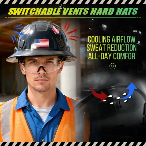 Miniatura 4 de Cascos De Construcción de ala completa Cascos de seguridad aprobados por OSHA con visera transparente - Casco de seguridad de construcción ventilado