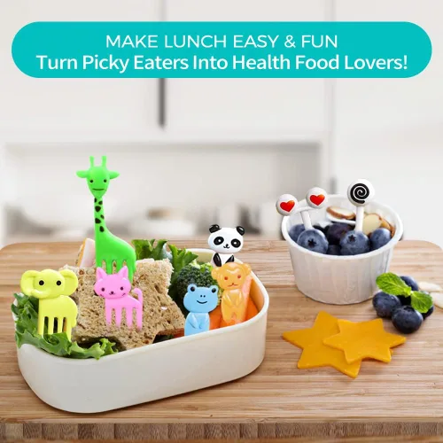 Miniatura 3 de 156 piezas de púas de comida para animales para niños, accesorios para caja bento, FATLODA divertidas púas de comida para niños, lindos palillos