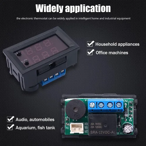 Miniatura 6 de Twidec Controlador de temperatura /DC 12V programable -50 a 230.0 °F (-58 a 230 °F) Pantalla LED rojo/azul Monitor Módulo de control de termostato