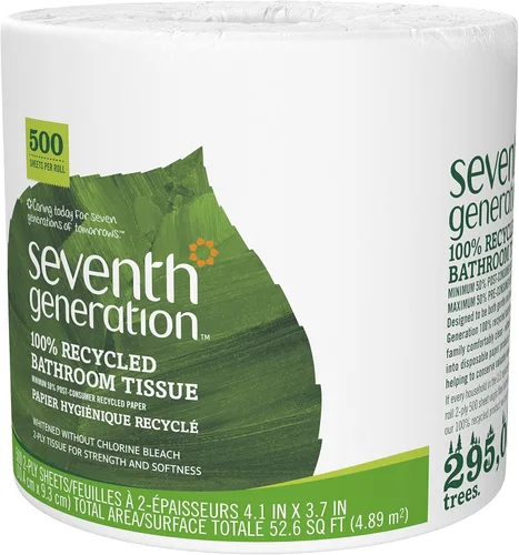 Miniatura 9 de Seventh Generation - Papel higiénico (2 capas, 100 % papel reciclado, 500 hojas, 60 unidades), color blanco