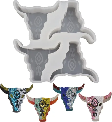 Moldes de freshie 4 en 1 con diseño de calavera de buey para automóvil, 4 moldes de silicona para principiantes, suministros de freshies para