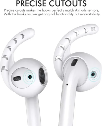 Miniatura 4 de AhaStyle 3 pares de ganchos para las orejas para AirPods, accesorios de silicona compatibles con auriculares Apple AirPods y EarPods (blanco leche)