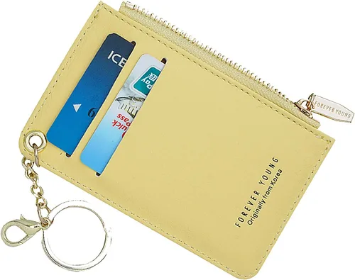 Miniatura 22 de Carteras pequeñas para mujer, tarjetero de piel delgado, cartera de monedas con llavero