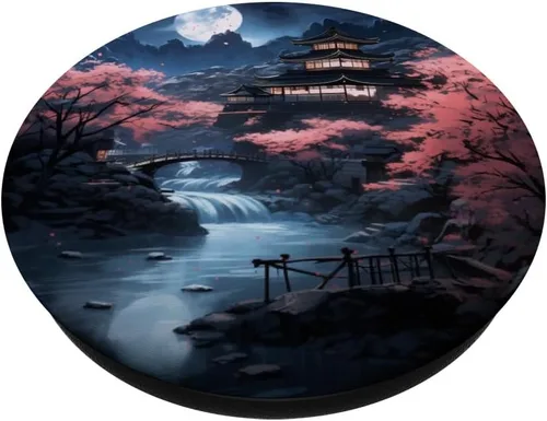 Miniatura 2 de PopGrip estándar japonés Sakura Cherry Blossom Moon PopSockets estándar