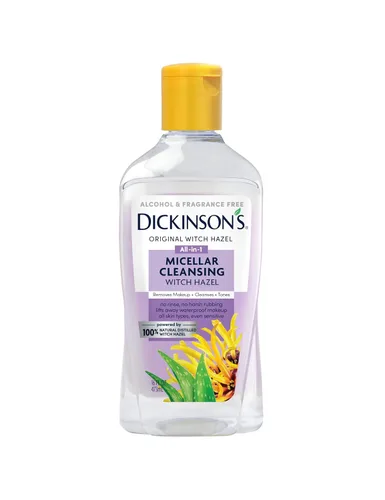 Dickinson's Agua Micelar Limpiadora de Hamamelis, Un Desmaquillante Todo en 1, Refinador de Poros, Limpiador de Piel y Tónico; Sin Alcohol con Aloe,