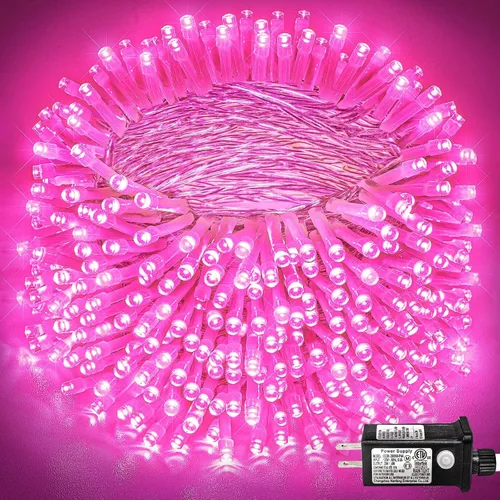 Miniatura 33 de Guirnalda de 120 luces LED rojas impermeables para exteriores, luces de Navidad rojas de 40 pies, 8 modos, cable transparente, guirnalda de luces