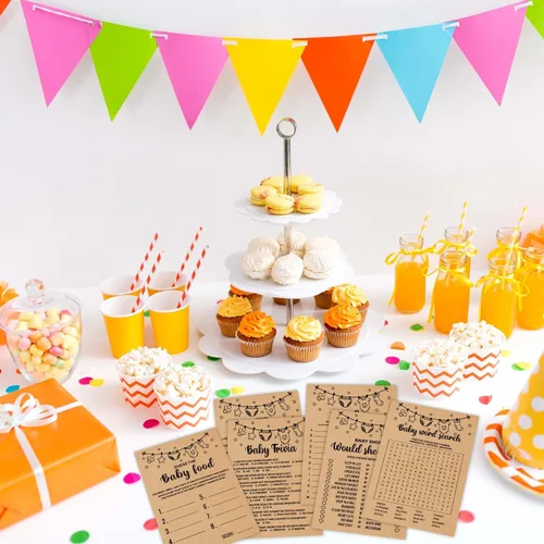 Miniatura 5 de Paquete de juegos de baby shower para 50 invitados, juegos apilables, adultos, 150 tarjetas de juego y 1 tarjeta de respuesta
