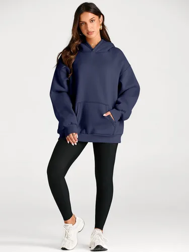 Miniatura 23 de Trendy Queen - Sudaderas extragrandes con capucha para mujer, suéteres de manga larga, sin botones, de vellón, de otoño, ropa de invierno