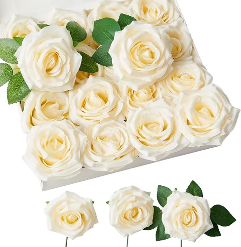 Miniatura 15 de Rosas artificiales, rosas artificiales, rosas artificiales de seda con tallos para ramos de boda, mesas de fiesta, centros de mesa, arreglos Negro
