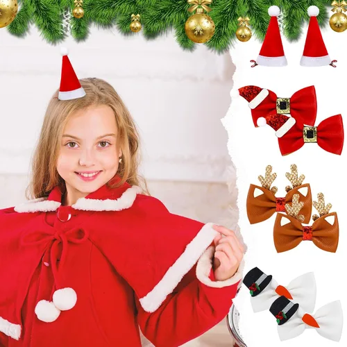 Miniatura 5 de Tigeen 18 pinzas para el pelo de Navidad, árbol, sombrero de oreja de reno, pasadores de lazo, cocodrilo cosplay punk, accesorios novedosos