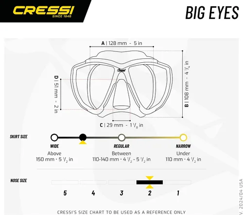 Miniatura 5 de Cressi Adult Dive Mask with Inclined Lens for Scuba Diving - Optical Lenses Available - Big Eyes - Made in Italy Negro/Negro
