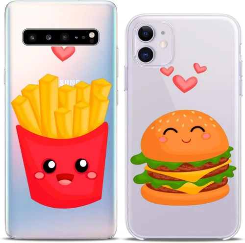 Miniatura 3 de Fundas a juego para parejas compatibles con iPhone 15 14 13 12 11 Pro Max Mini Xs 6s 8 Plus 7 Xr 10 SE 5 papas fritas transparente comida chatarra